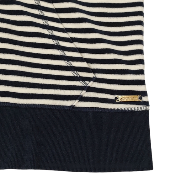 Calvin Klein Performance Sweater Jacket Terry Velour Navy Off White XL Zip Up - Picture 4 of 10